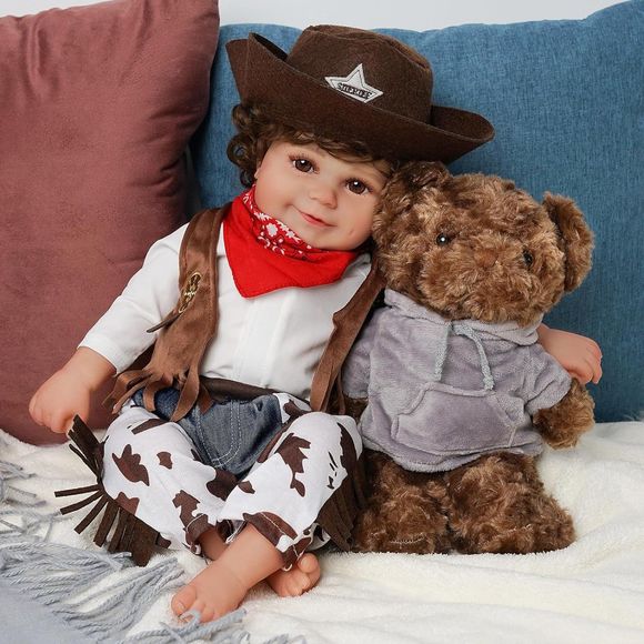 Reborn Baby Doll Cute Realistic With Curly Hair Possible Smiling 20 Inch - Picture 1 of 7
